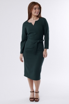 Audrey -  Dress V Neck Long Sleeve Waist Tie