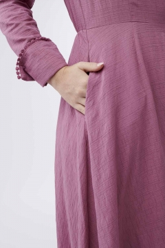 Layla - Dress Square Neck Cuff Sleeve Neckline Detail