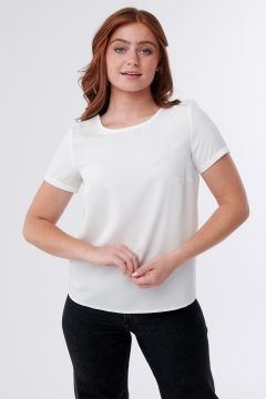 Alice - Top Round Neck Button Back