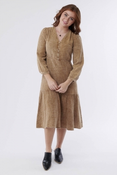 Bella - Dress V Neck Back Tie Puff Sleeve