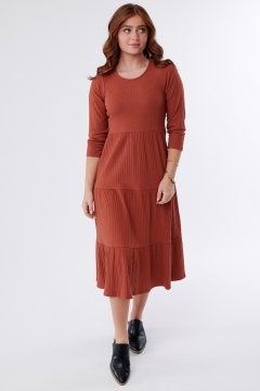 Laura - Dress Elbow Sleeve Layered Ruffle
