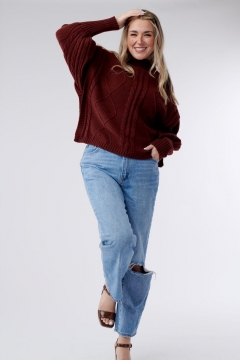 Nicole - Top Mock Neck Cable Knit Sweater