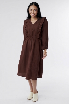 Amelia - Dress V Neck Ruffle A Line