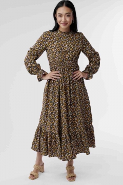 Claire - Dress Ruffle Neck Smocked Waist