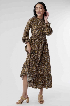 Claire - Dress Ruffle Neck Smocked Waist