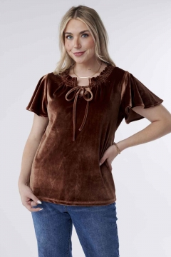 Delilah - Top Tie Neck Flutter Sleeve