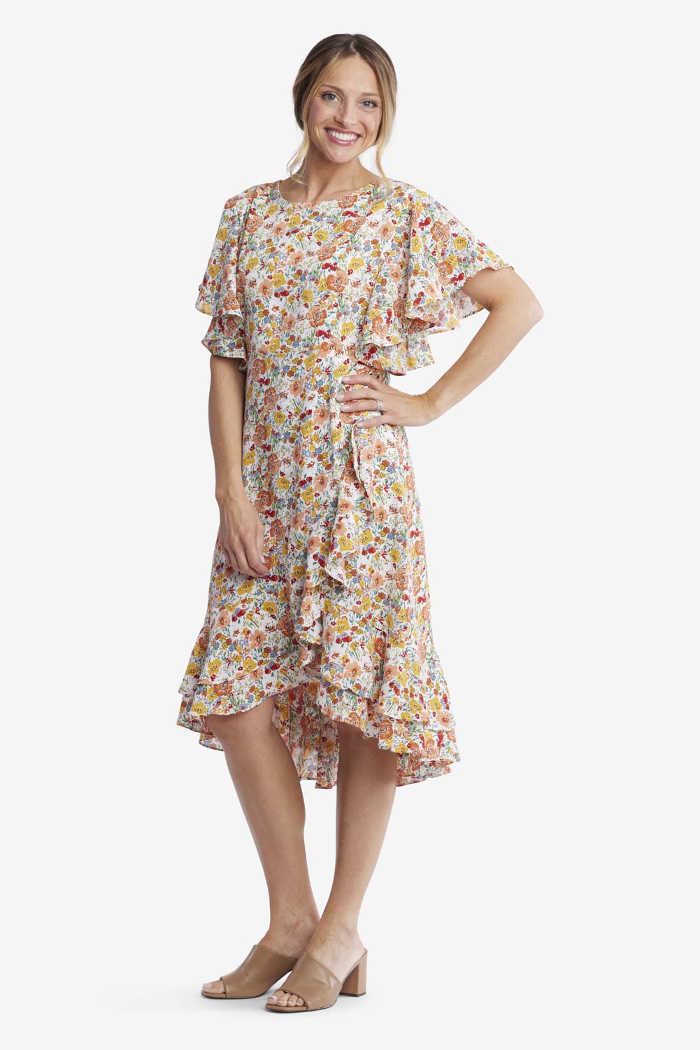 Orange dress with white flowers 2025