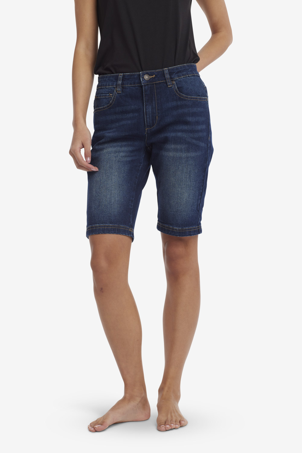 Denim Cuffed Bermuda Shorts - Sweet Salt Modest Clothing