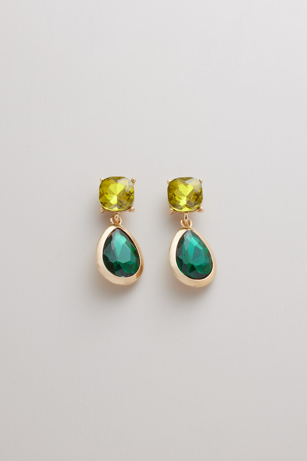Earring Gold Glass Teardrop