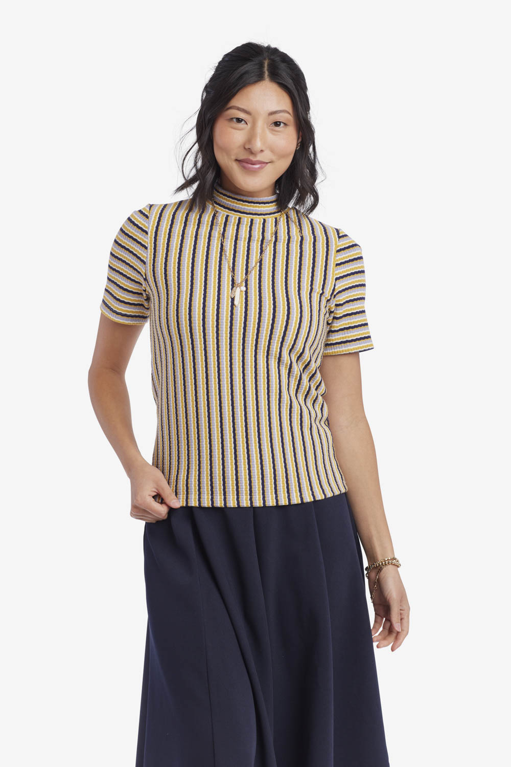 WIHOLL Womens Tops Dressy Casual Color Block Short Sleeve