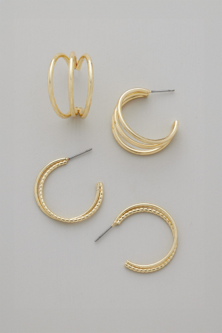 Earring Gold Hoop Set Of 2