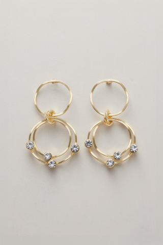 Earring Gold Hoops With Crystal