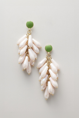 Earring Gold Facetted Beads Beige