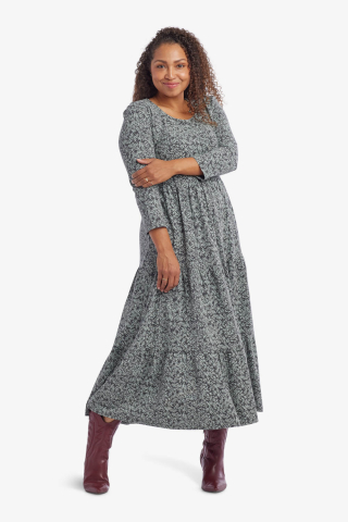 Womens tiered skirt 3/4 sleeve mint floral modest dress