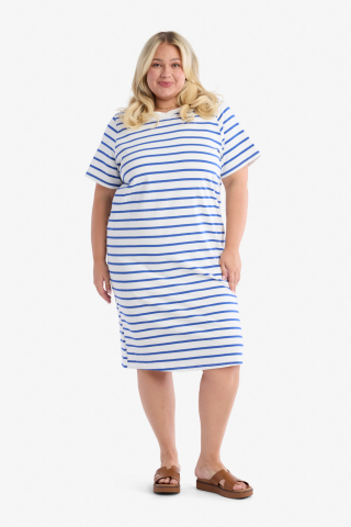 Blue Striped Modest Dress