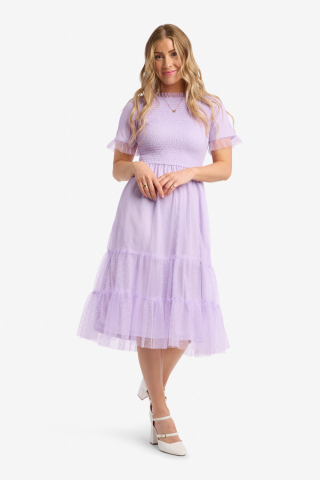 Smocked Lavendar Modest Dress