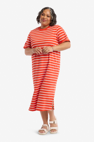 Red Stripe T Shirt Modest Dress