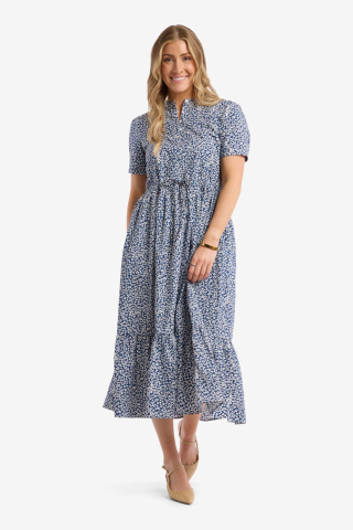 Blue Floral Modest Dress