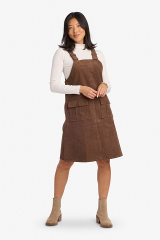 Corudroy Overall Brown Modest Dress