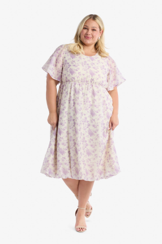 Purple Floral Modest Dress
