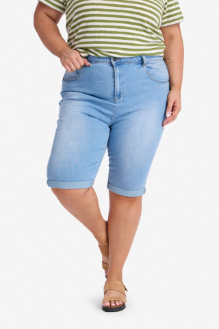 Denim Cuffed Bermuda Shorts