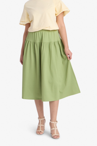 Green Drop Waist Modest Skirt