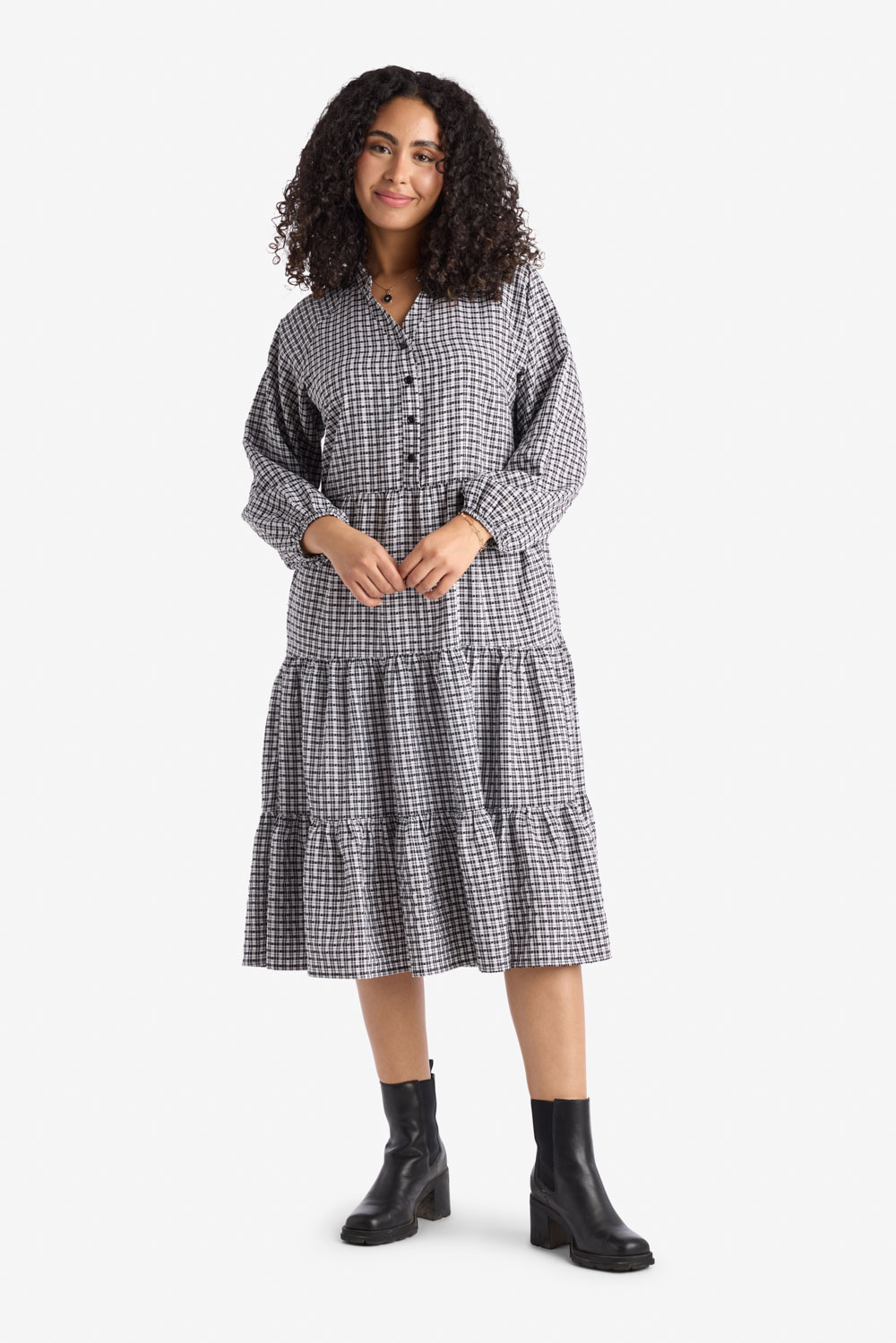 knee length dresses for ladies Adeline Button Down Belted Midi Dress main image 0