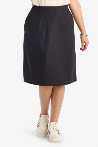 A Line Knee Length Black Modest Skirt